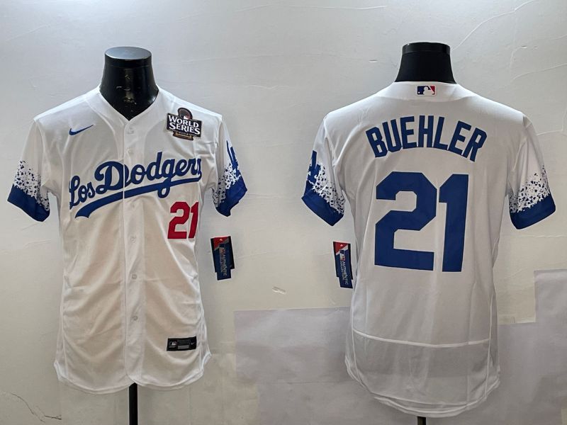 Men Los Angeles Dodgers #21 Buehler White City Edition Elite Nike 2025 MLB Jersey style 3->los angeles dodgers->MLB Jersey
